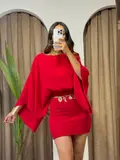 YARASA KOL LASTİKLİ MİNİ ELBİSE