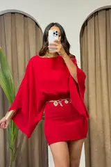 YARASA KOL LASTİKLİ MİNİ ELBİSE